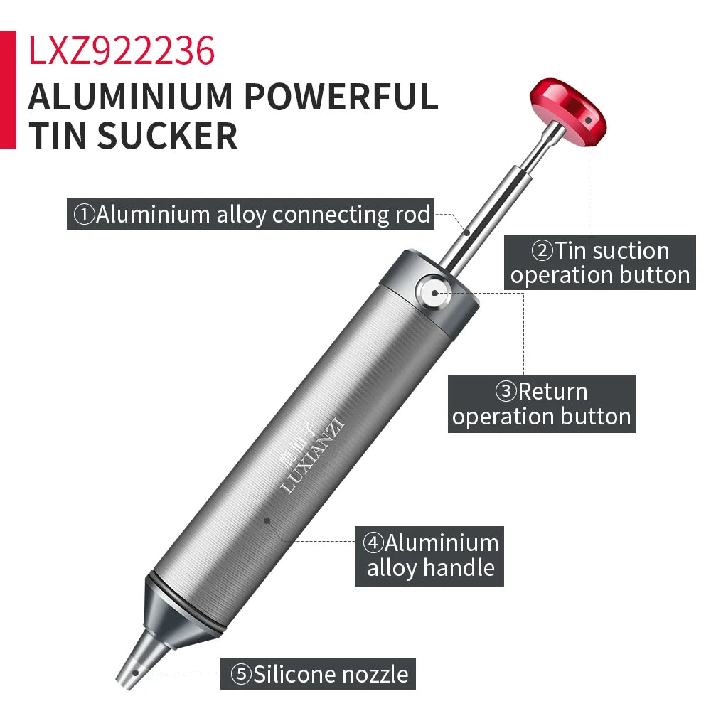 LUXIANZI Powerful Desoldering Pump Aluminum Suction Tin Gun Vacuum Soldering Iron Desolder Solder Sucker Pen Removal Hand Tools
