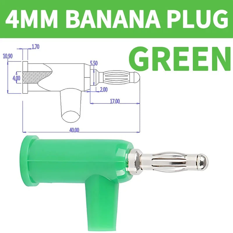 4mm 90 Degree Stackable Banana Plug, Solderless Side Entry Connector for Multimeter Test Leads, Audio Equipment and Power Supply