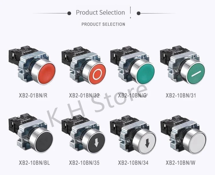 1Pcs Button Switch Self Reset Small Mushroom Head Emergency Stop 22mm Knob Key Start Inching Power on XB2-BG21 XB2-BA31 XB2-BS54