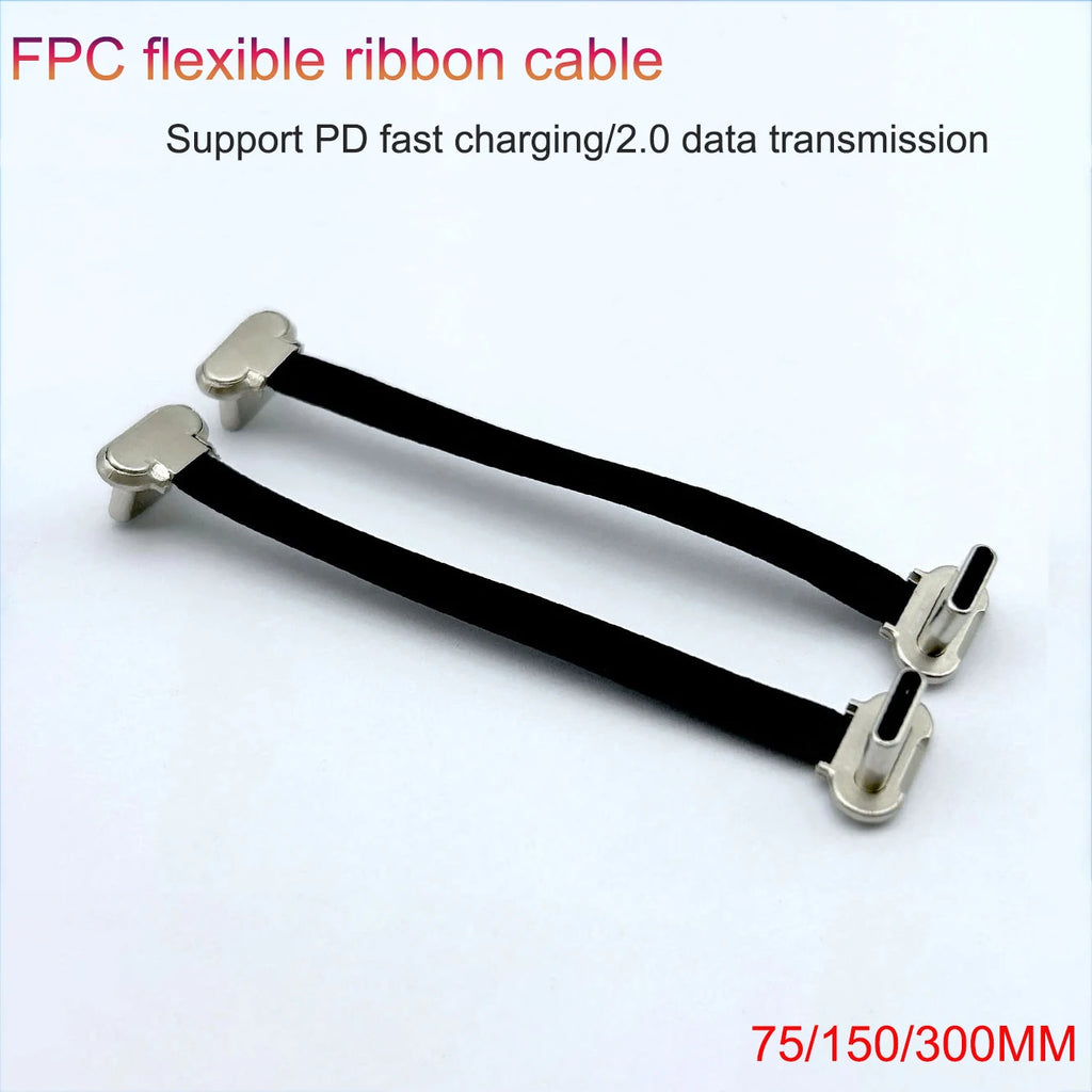1X TYPEC FPC Flexible Ribbon Cable Male To Male Bidirectional Flexible Ribbon  Carplay Box 75/150/300mmPD Fast Charging 2.0 Data