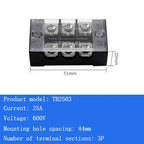 TB15A 25A 45A Copper Wiring Terminal Block 3/4/5/6/8/10/12 Position Electrical Connector Board Current Terminal Strip