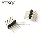 10pcs 1.27mm Single Double Row Right Angle Male Pin Header 5 6 7 8 9 10 25 40 50P RA Pin Header 0.05" PCB Breakaway Golden-Plate