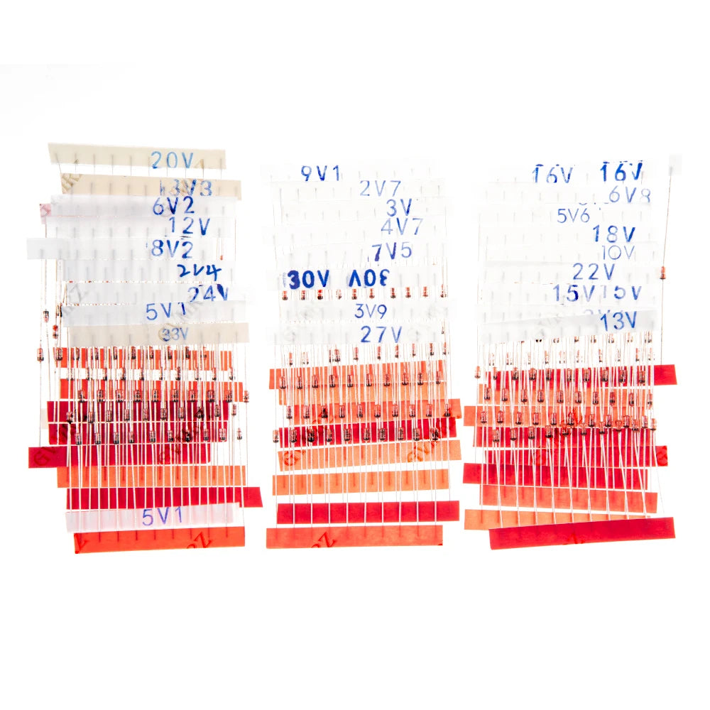 270PCS 27Values 1/2W Zener Diode Kit 2V4-33V for Voltage Regulation Electronic Projects 2V4 33V