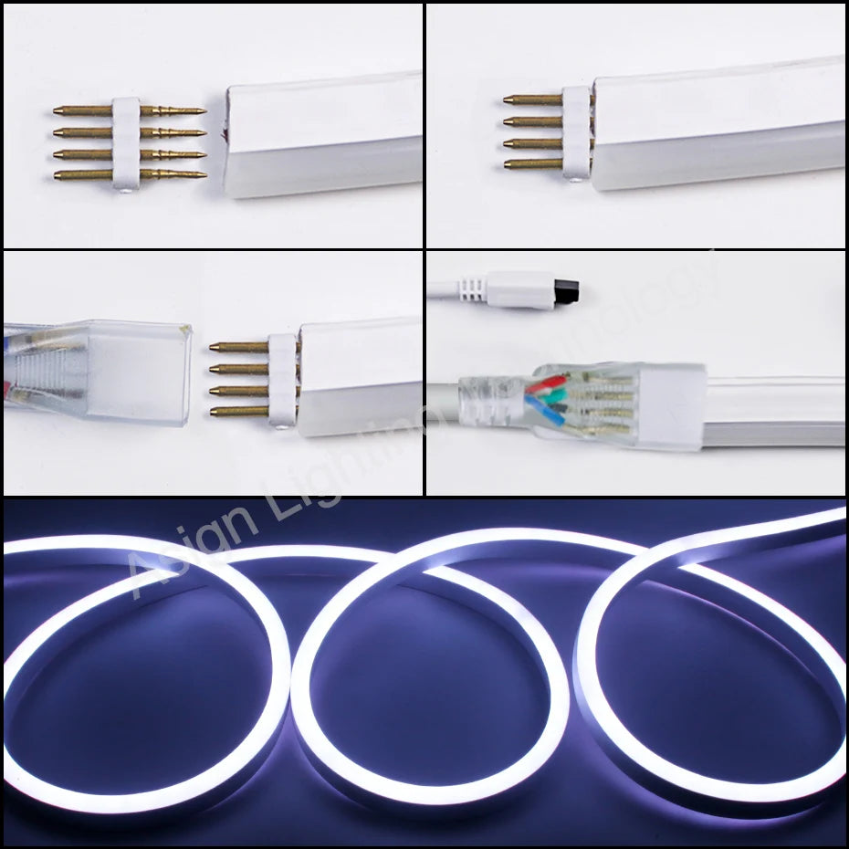 30M 20M 10M RGB LED Neon Strip Light 220V Decor Home Lighting Waterproof Flexible LED Ribbon Remote/Bluetooth/Tuya WiFi Control