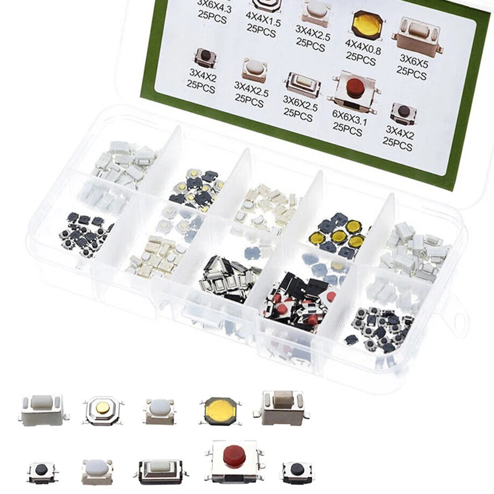 250pcs Car Remote Control Push Button Switch Car Keys Button Touch Microswitch With Box Model Tactile Push Button Switch Kit