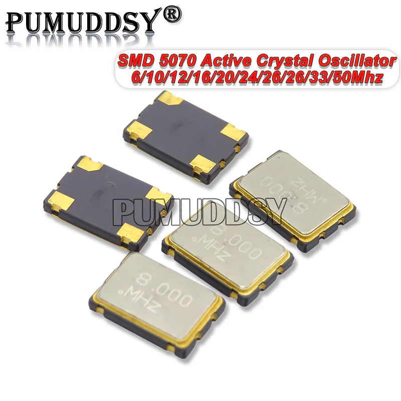5PCS 5070 Active Crystal Oscillator SMD OSC 6Mhz 10Mhz 12Mhz 16Mhz 20Mhz 24Mhz 25Mhz 33Mhz 50Mhz 7050 5*7 New Crystal Oscillator