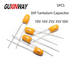 5PCS 10V 16V 25V 35V 50V Tantalum Capacitor 1UF 2.2UF 3.3UF 4.7UF 10UF 22UF 33UF 47UF 100UF 220uF 0.1uF 0.22uF 0.47uF 0.68uF DIP