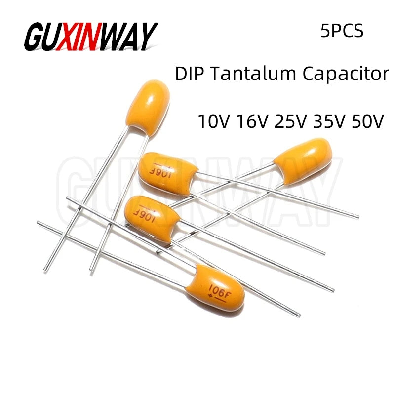 5PCS 10V 16V 25V 35V 50V Tantalum Capacitor 1UF 2.2UF 3.3UF 4.7UF 10UF 22UF 33UF 47UF 100UF 220uF 0.1uF 0.22uF 0.47uF 0.68uF DIP