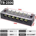 TB1503 TB2503 TB4512 Screw Terminal Block Barrier Strip 15A 25A 45A Wire Connector with Flame Retardant PC Cover for DIN Rail
