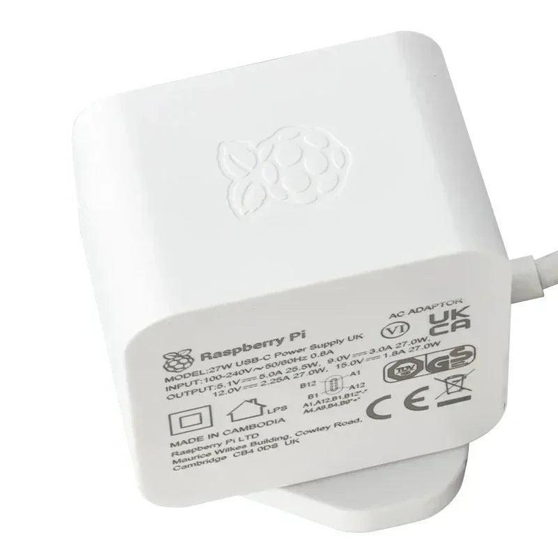 Raspberry Pi 27W USB-C Power Supply White US/EU, Support 5.1V 5A PD Standard