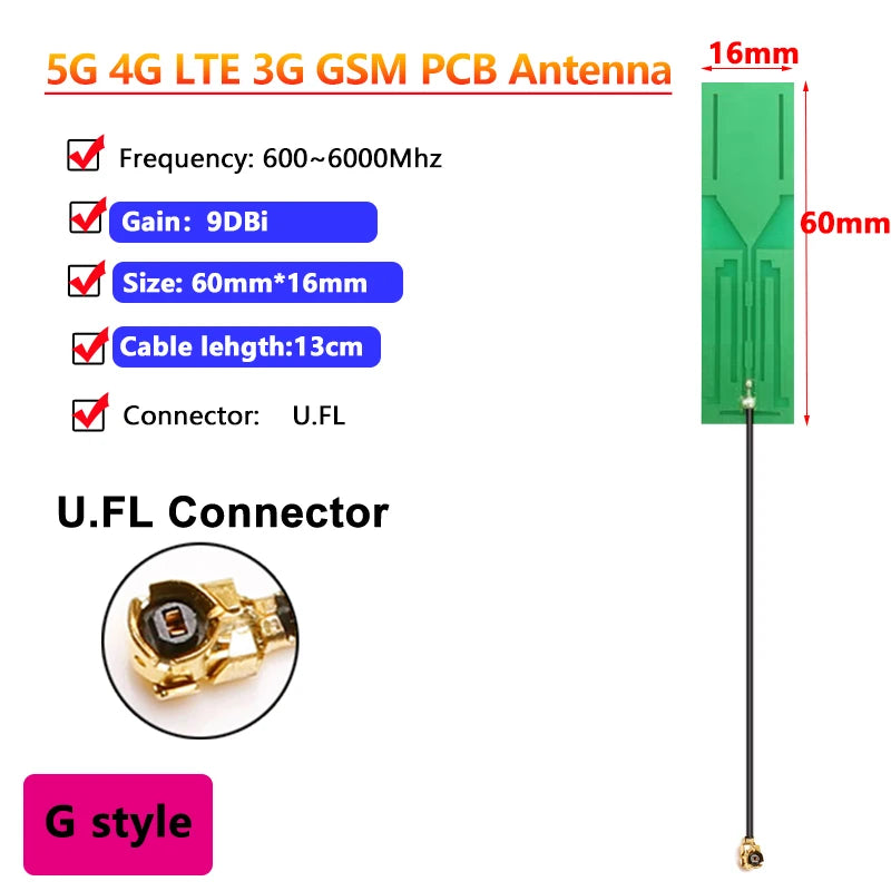 10PCS OEM Full Band 5G 4G LTE 3G GSM 600~6000Mhz WIFI built in PCB FPC Antenna Wifi antenna omnidirecational IPX/U.FL connector