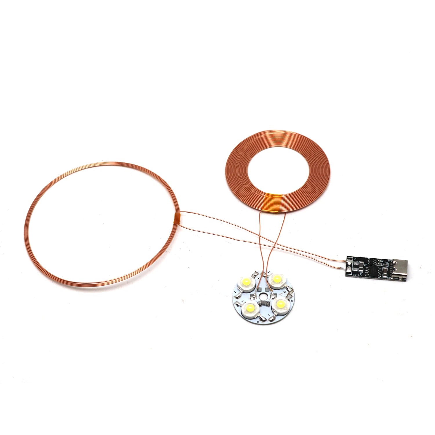 100mm Type-C USB Wireless Power Supply Module Transmitter Coil + Induction Receiver Lamp LED Light for Model Magnetic Levitation