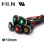 12mm 12V IP65 Symbol Push Button Switch Waterproof Plastic Button Momentary  for Racing Car & Boat - Dashboard Warning