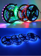 WS2811 RGB IC Running Water Flowing Strip Lights DC 24V 5050 60Leds RGBIC Flexible Ribbon RF Touch Remote Control LED Lighting