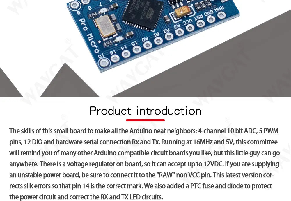 Micro ATmega32U4 5V 16MHz Original Chip Replace ATmega328 For Arduino Pro Mini With 2 Row Pin Header