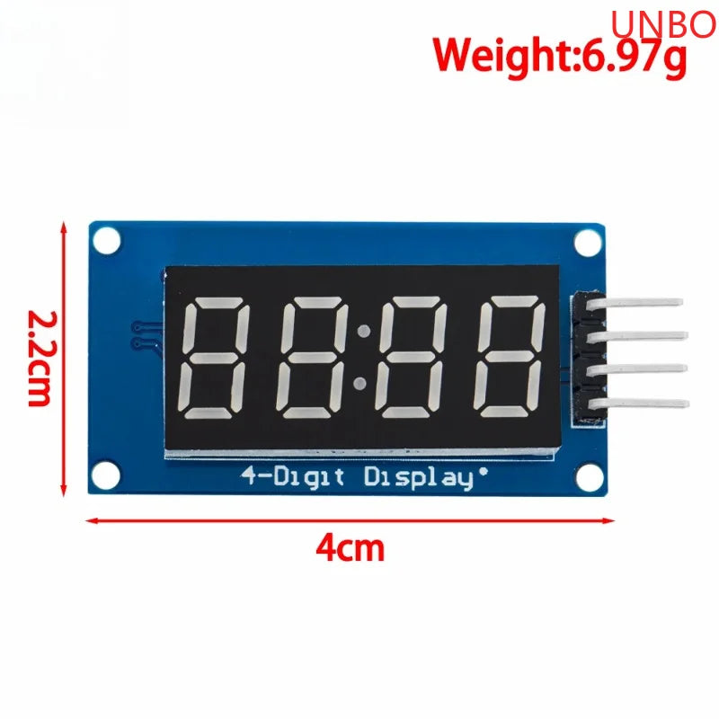 TM1637 4-Digit 0.36-Inch Red 7-Segment LED Display Module - Serial Interface Driver Board for Arduino Clock