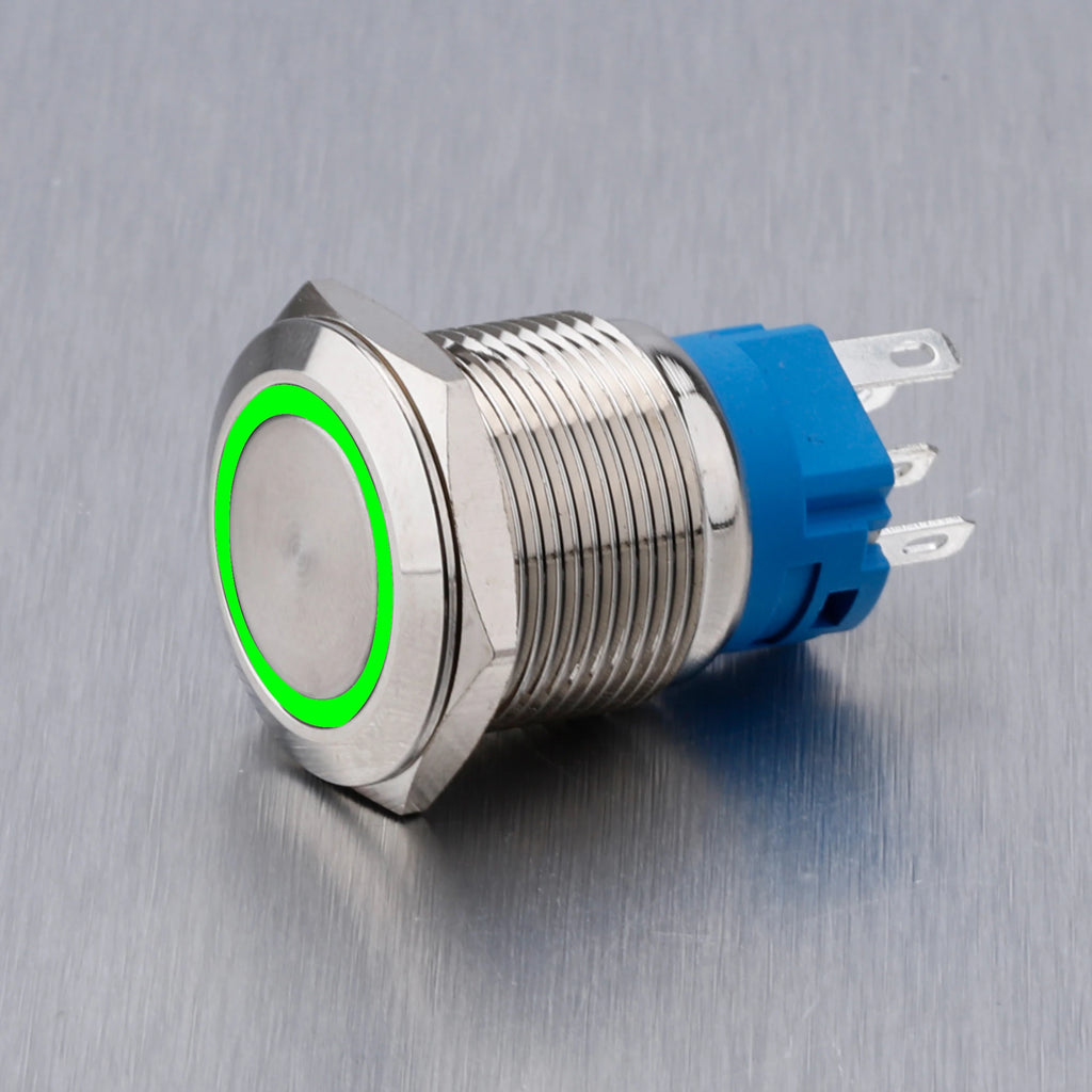 ABILKEEN 16/19/22MM LED Ring Light Metal Push Button Switch 1NO1NC/2NO2NC LED Ring Light Momentary/Latching Push Button Switch