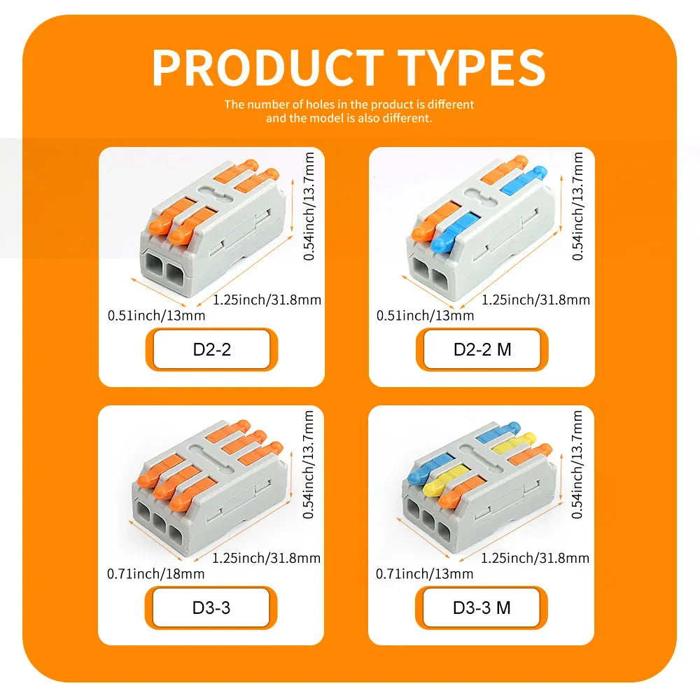 10/50 PCS Universal Compact Mini Fast Wire Connectors Lever Nut Crimp Splitter Electrical Conductors Push-in Home Terminal Block