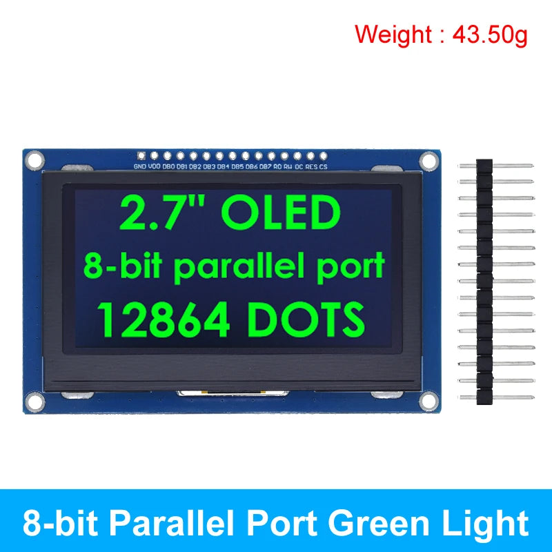 2.7 Inch OLED LCD display 128x64 drives SSD1327 IIC / SPI / 8-bit parallel port For Arduino