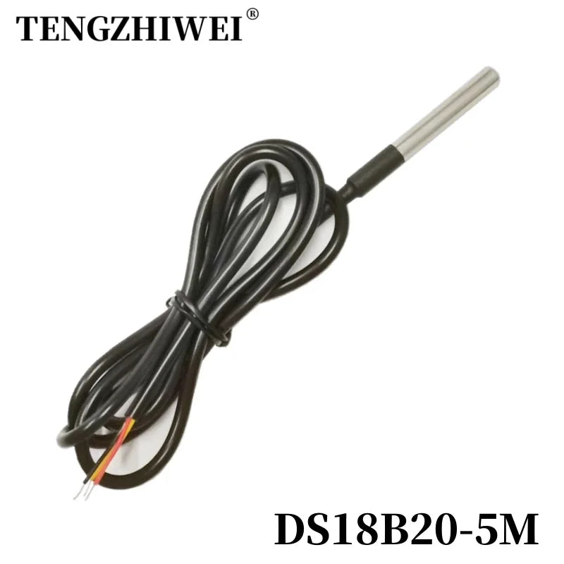 1PCS DS1820 Stainless Steel Package Waterproof DS18b20 Temperature Probe Temperature Sensor 18B20 5M