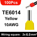 100/700pcs TE Double Wire Tube PVC Insulated Terminal Crimping End Cold Wire Connector Electrical Ferrules Tubular, Double Wire