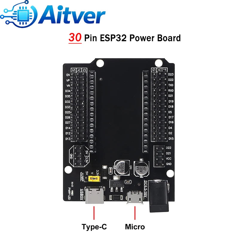 ESP32 30PIN Expansion Board + Power Board Combo Kit 3.3V 5V Breakout Module for Arduino ESP32 Development