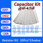 Capacitor kit 0201 0402 0603 0805 1206 smd Capacity package each value*20PCS Sample Kit Capacitor 1nf 10nf 100nf 1uf 10uf 22uf
