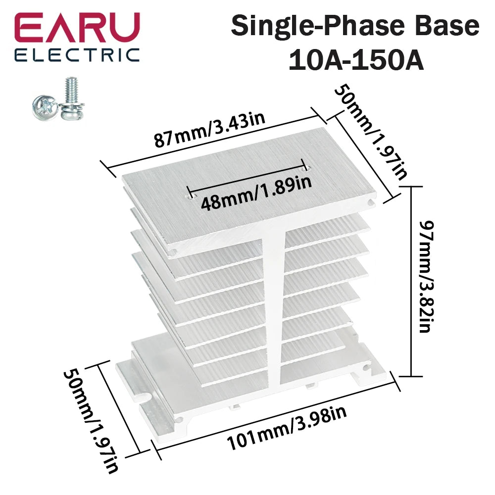 1Pcs 10A-200A New Single Phase Three Phase Solid State Relay Module Heat Sink SSR DA AA DD Aluminum Fins Radiator Din Rail Mount