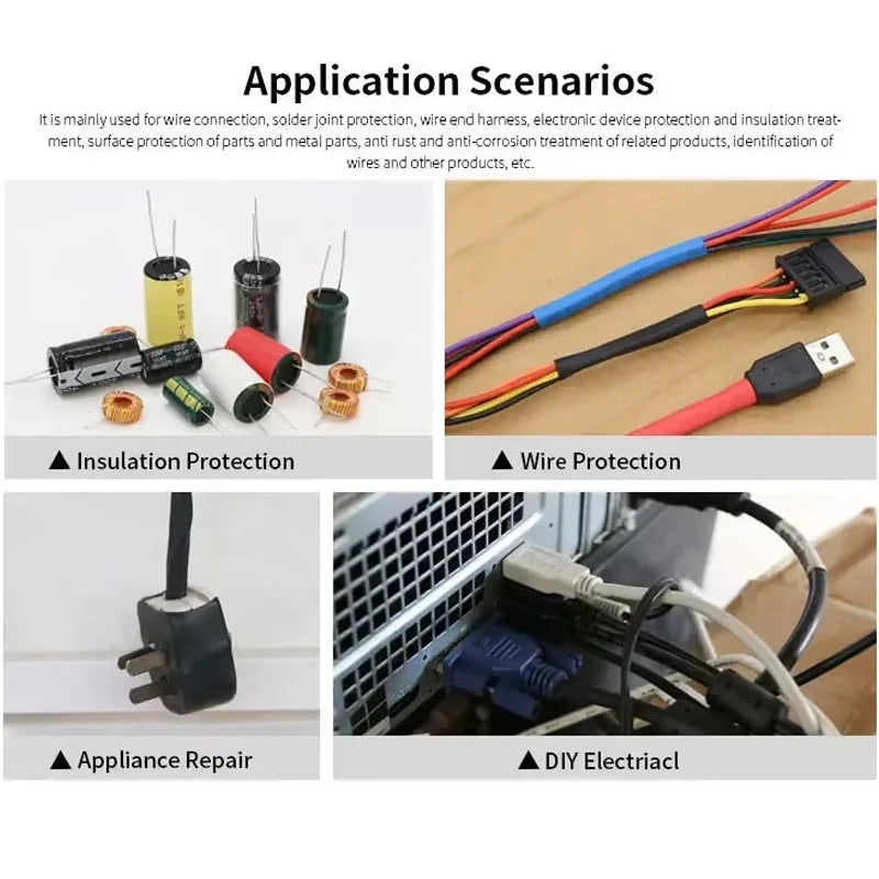2:1 Shrink Rate Black Diameter 0.6mm ~ 210mm Heat Shrink Tube DIY Wires Cable Repair Wrap Sleeving Waterproof Polyolefin Tubing