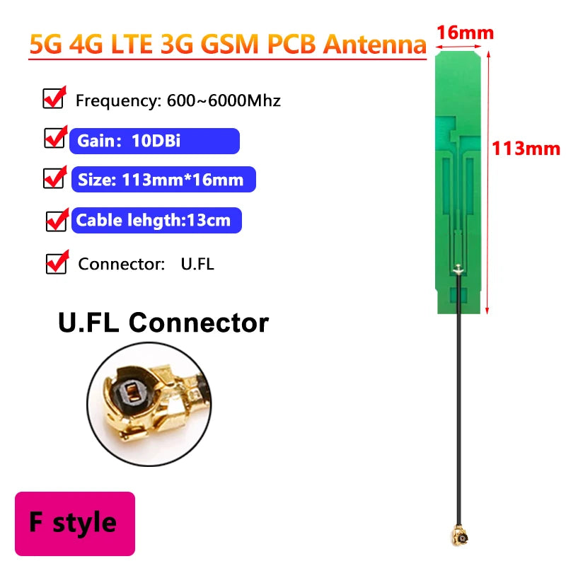 10PCS OEM Full Band 5G 4G LTE 3G GSM 600~6000Mhz WIFI built in PCB FPC Antenna Wifi antenna omnidirecational IPX/U.FL connector