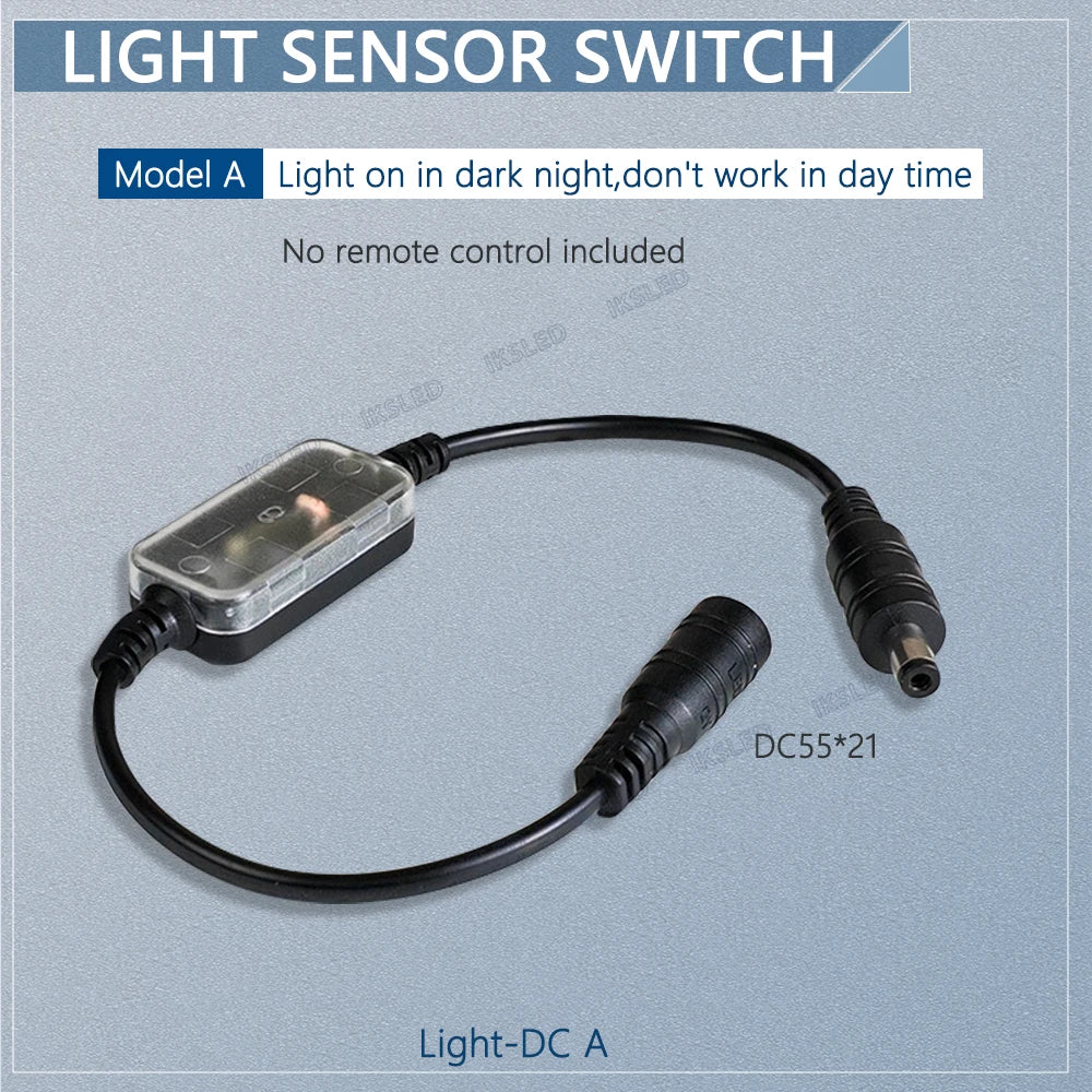 Light Sensor Switch Auto on Off Photocell Street Light Switch 5A Photo Control Photoswitch Sensor with Remote Control 3.7V-24VDC