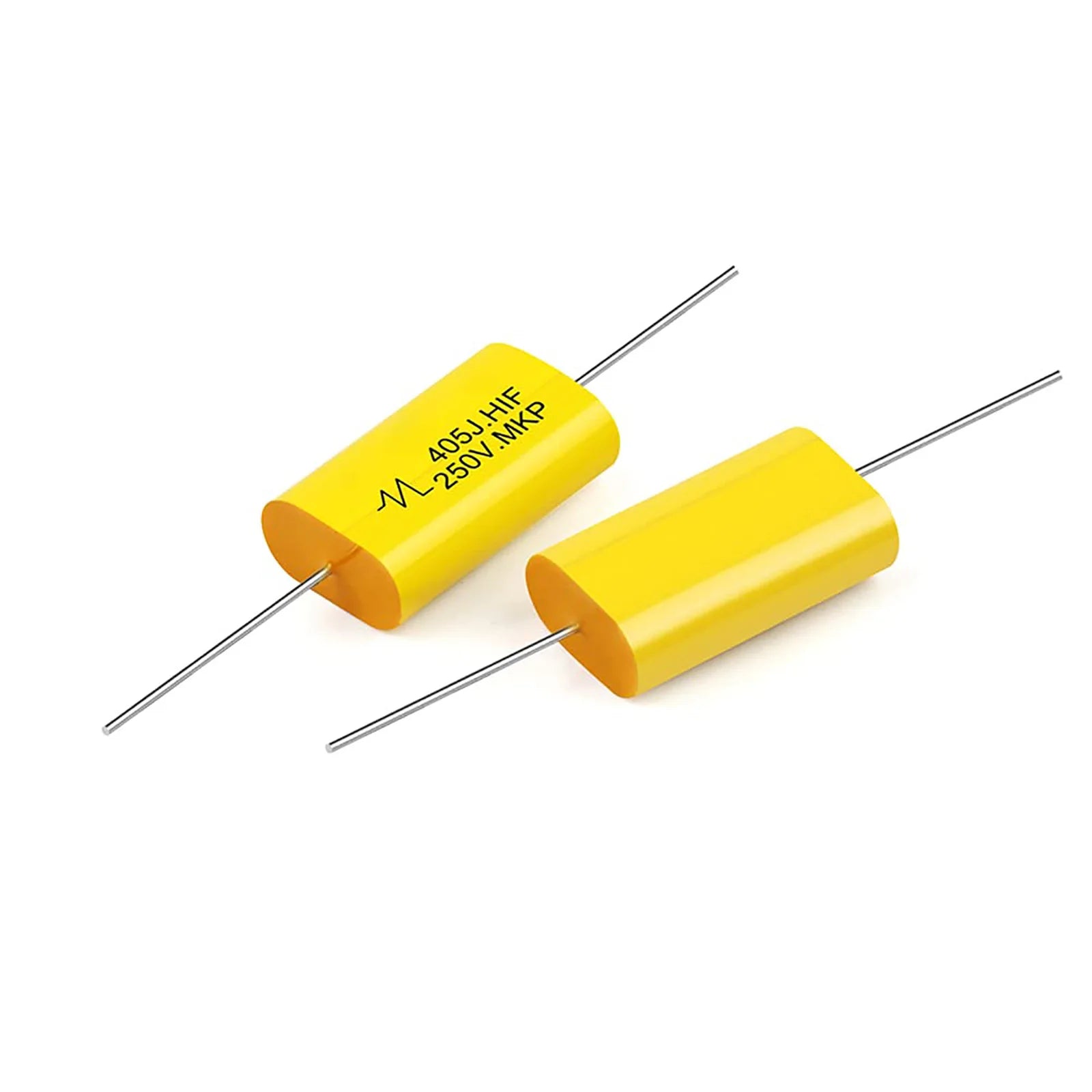 5PCS Film Capacitor Audio 250V DC Round Axial Lead Type Polypropylene Capacitors Yellow Frequency Dividing 1UF 1.5UF 1.8UF 2.2UF
