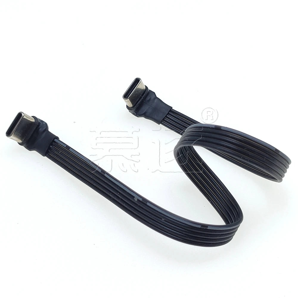 20CM 30CM 10CM 5CM USB 2.0 Type-C Flat Cable Extension FPC Cable USB 2.0 USB-C 90° Up/Down Angled Plug 5CM-1M