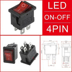 10/30/100 Pcs KCD1 Snap - in Boat Rocker Switch - SPST ON - OFF, 2/3/4 Pin, 250V 6A (AC) / 125V 10A, 2P Toggle Power Snap Switch
