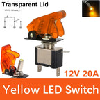 Auto Car Boat Truck 12V LED Toggle Switch Light Illuminated 3pin ON Off 20A with Safety Aircraft Flip Up Cover Guard Red Green