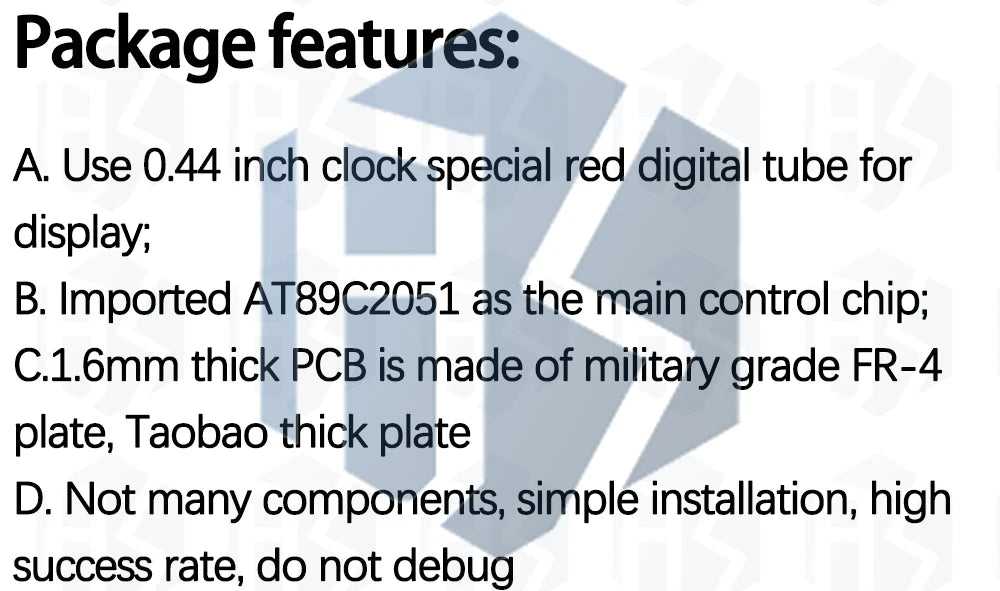 ‌AT89C2051-24PU 8051 Microcontroller LED Clock Kit – 4-Digit 7-Segment DIY Soldering Project with DS1307 RTC (I²C) | Alarm/Timer