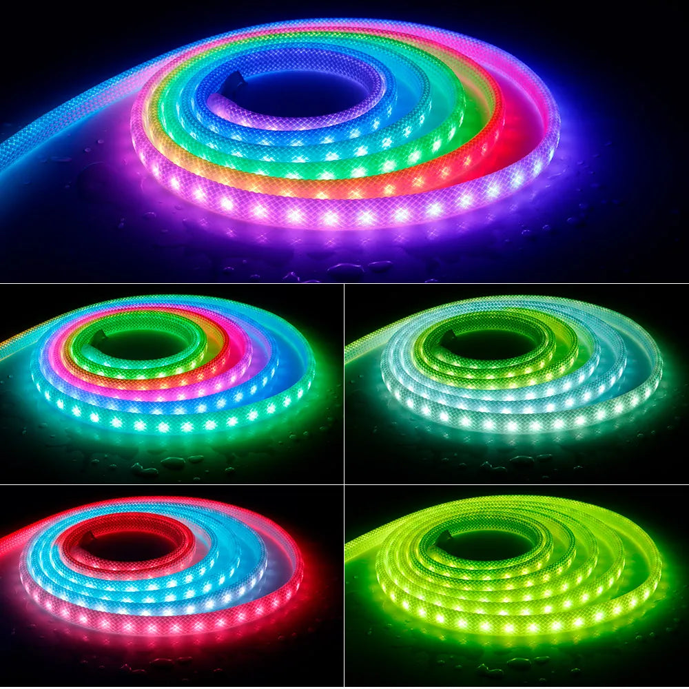 DC5V WS2812B Elliptical Reticulate Pattern Neon Addressable LED Strip WS2812 60Leds/m 360Degree Smart Silicone Led Light IP67