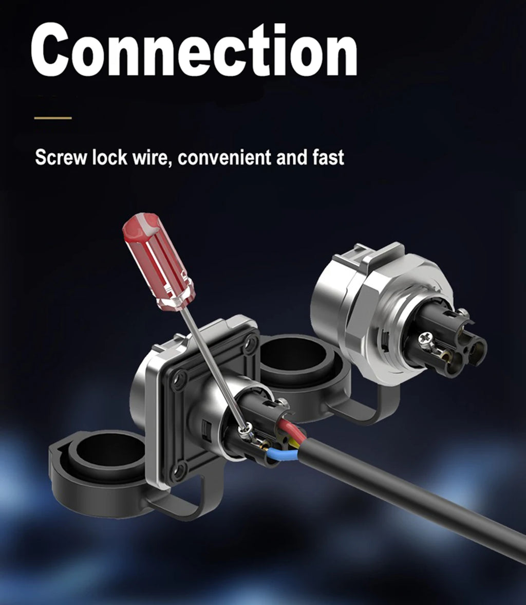 EW-LP16 IP68 Waterproof 20A 600V AC 2Pin 3Pin Crimping Quick Connection Power Aviation Connector Male Plug Female Socket Panel