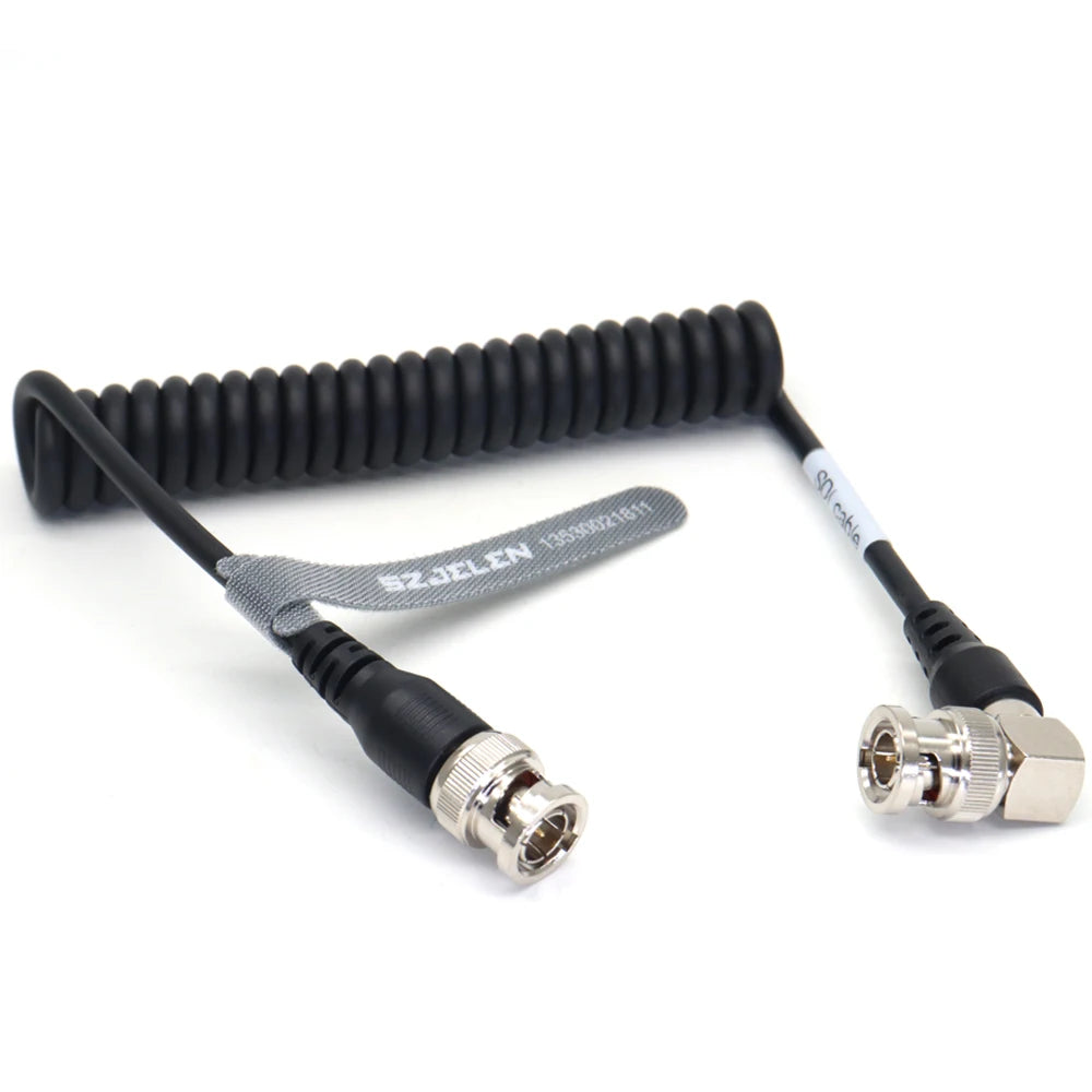 Right Angle BNC To Right Angle BNC Spring Cable SDI 12G Video Cable 75 Ω Coaxial Cable Camera Video Transmission Line