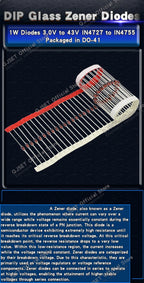 100/140/150pcs DIP Diode Set 1W 3V 3.3v 3.6v 3.9 4.3V-30V Zener Diode Pack IN5408 1N4007 1N4148 1N5819 FR107 IN5399 FR207 IN5822