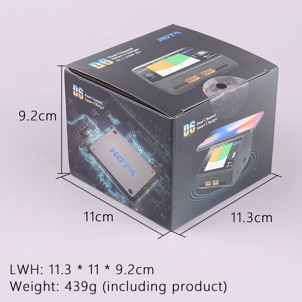 HOTA D6 DC650W 15A Dual Smart Charger Maximum current 1600mA Built-in Micro USB for 1-6S Lipo LiHV/NiZn/Nicd/NiMH Battery