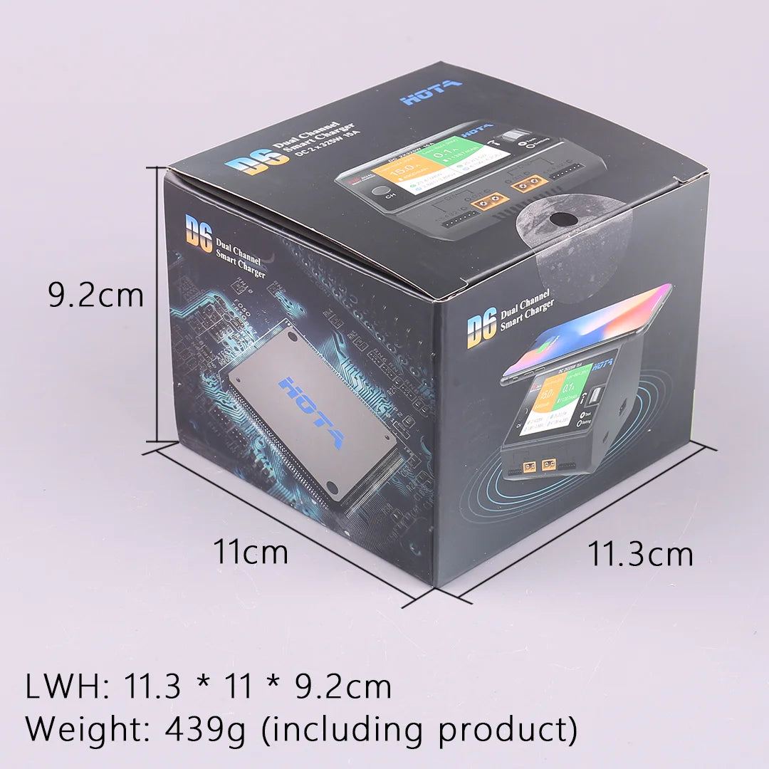 HOTA D6 DC650W 15A Dual Smart Charger Maximum current 1600mA Built-in Micro USB for 1-6S Lipo LiHV/NiZn/Nicd/NiMH Battery