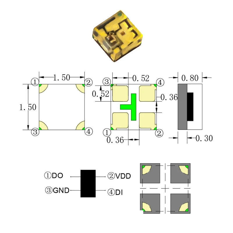 Ws2812b 5v Ws2812 5050 3528 4020 1204 1209 0807 2020 Mini Smd Led Chip Addressable Digital Pixel Rgb Full Color Led Diode Lamp