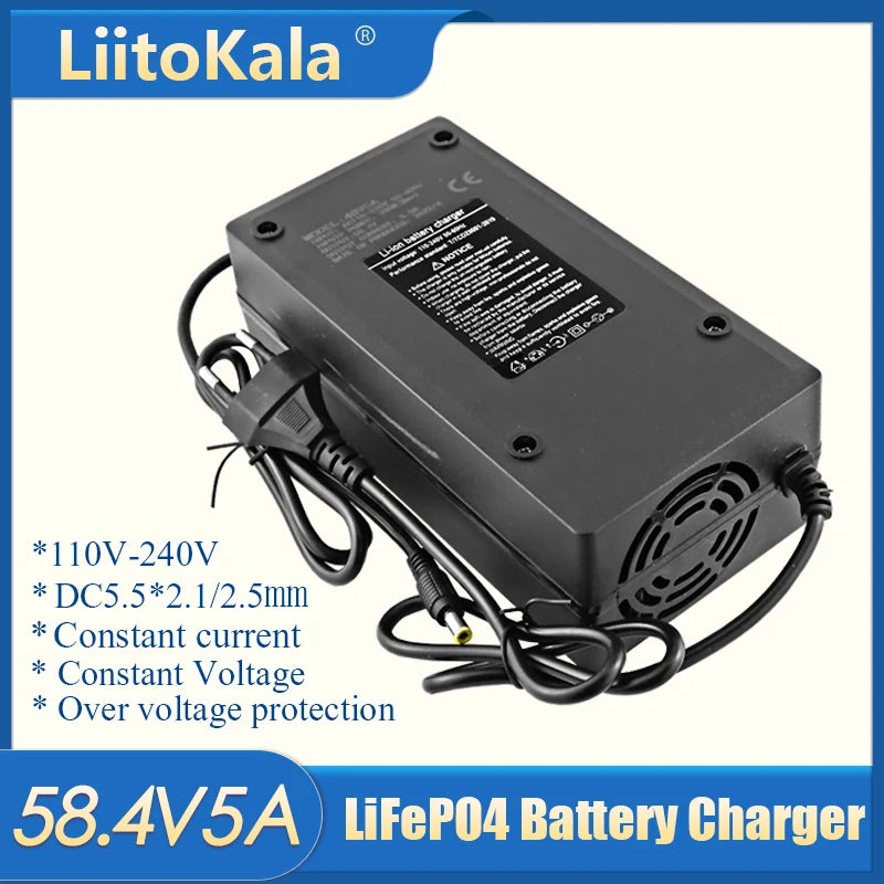 LiitoKala 12V 24V 36V 48V 2A/5A 3S 6S 7S 10S 13S 18650 Lithium Battery Charger 12.6V 29.4V 42V 54.6V DC 5.5*2.1mm