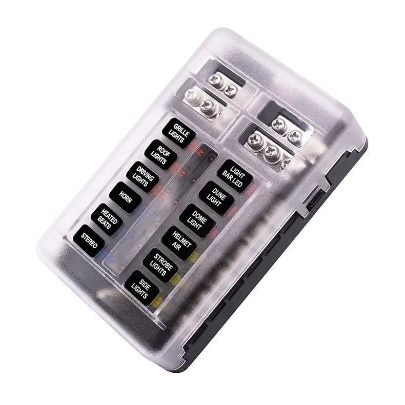 6/12 Way Blade Fuse 12-24V Car Boat Fuse Box Holder With Plastic Cover For Power Panel Board Camper RV Accessorie