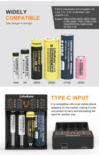 LiitoKala Lii-402 18650 Smart Battery Charger 1.2V 3.7V 3.2V 3.85V for 26650 18500 18350 17500 16340 14500  Battery