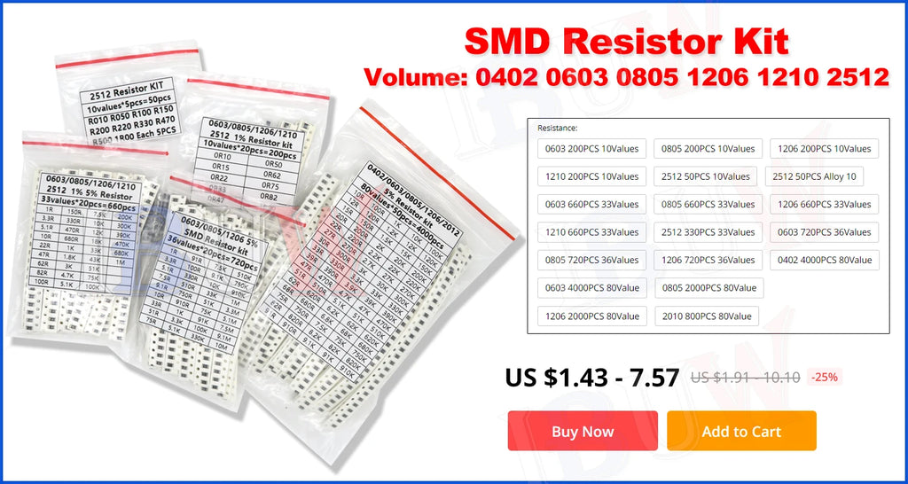 100PCS 0603 1% SMD resistor 0R ~ 10M 1/10W 0 1 10 100 150 220 330 470 ohm 1K 2.2K 10K 100K 1M 0R 1R 10R 100R 150R 220R 330R 470R