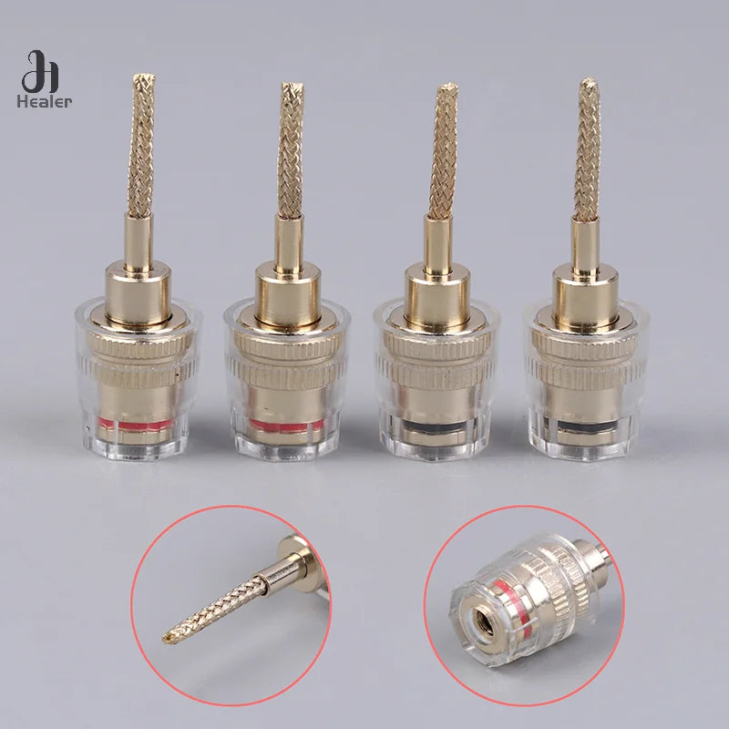 2/4Pcs 4MM Banana Female To 2MM Pin Connector HIFI Cable Adapter Plug Braided Copper Wire Socket