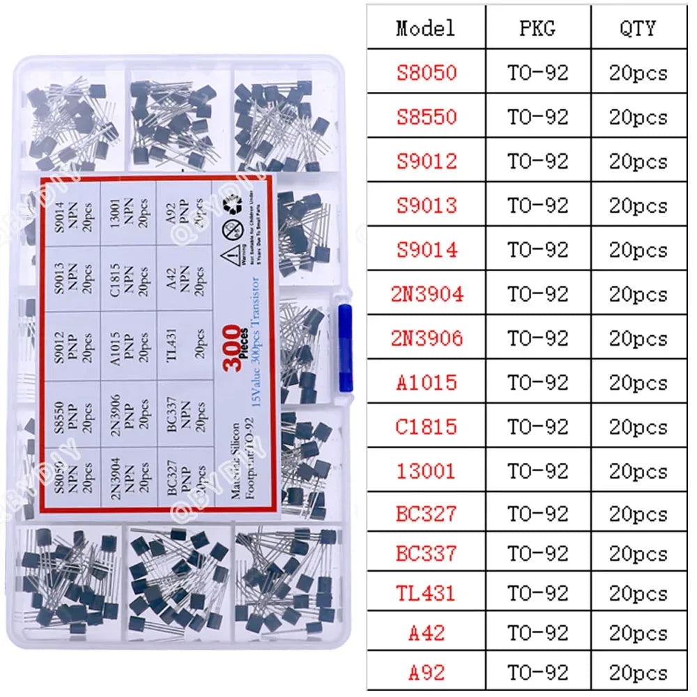 TO92 TO126 TO220 DIP Triode PNP NPN Field-Effect Transistor Assorted Kit Mosfet Thyristor mixed set