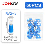 50PCS Ring Crimp Terminals Electrical Wire Connectors M4/M5/M6 Insulation Ferrule Lugs Quick Splice Cables For Connection Screw